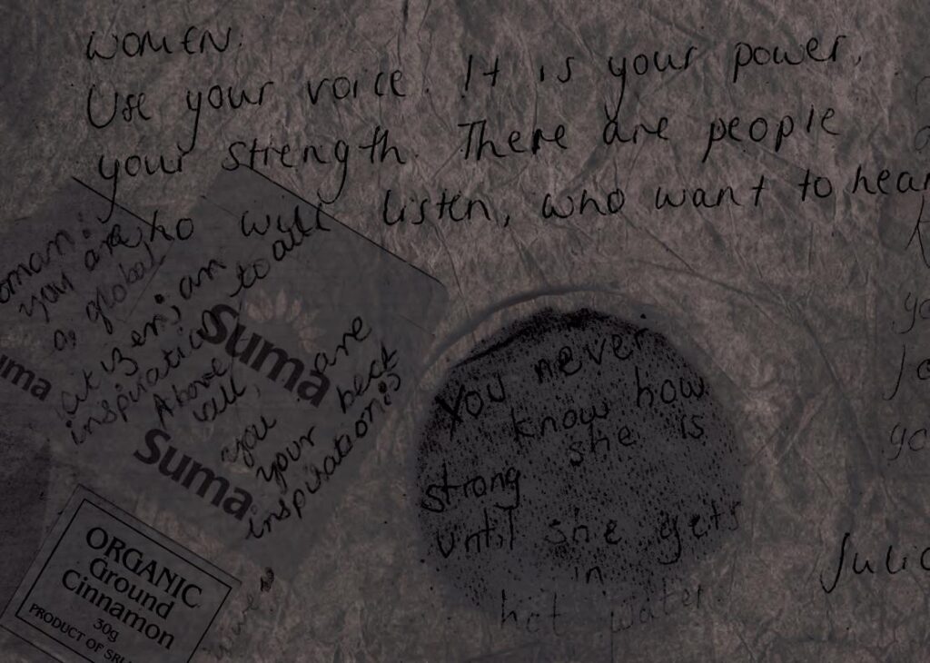 Sentiments on a teabag and scrap paper